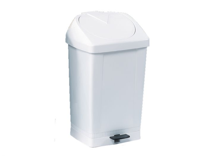 Waste bin with pedal 430x370x730 mm, 60 L, grey/white