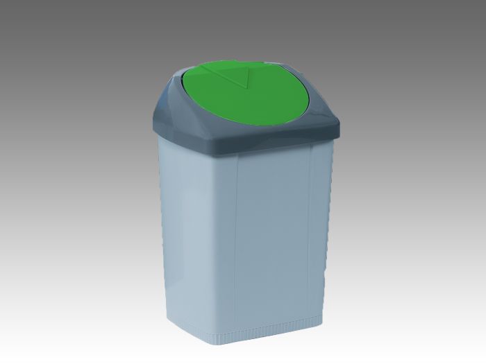 Kunststof afvalbak 430x370x730 mm, 60 liter, grijs/groen