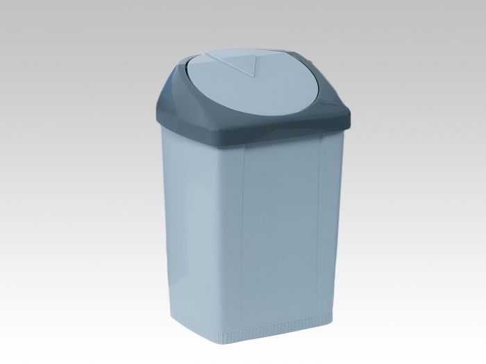 Waste bin with push down lid, 430x370x730 mm, 60 L, grey/grey
