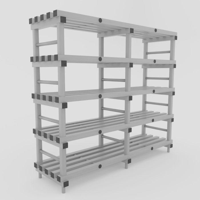 Plastic Shelving 150x40x177 cm with 5 shelves, grey