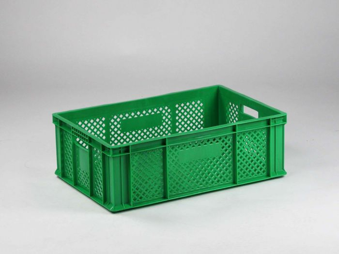 Stackable crate for fruit and vegetables 600x400x200 mm, perforated, green