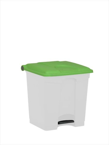 Wastebin with pedal 400x400x430 mm, 30 L, white-green