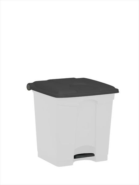Kunststof afvalbak met pedaal 400x400x430 mm, 30 l. wit/grijs