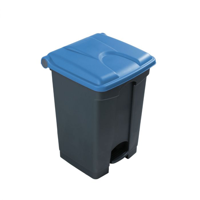 Kunststof afvalbak met pedaal 410x400x600 mm, 45 l. grijs/blauw