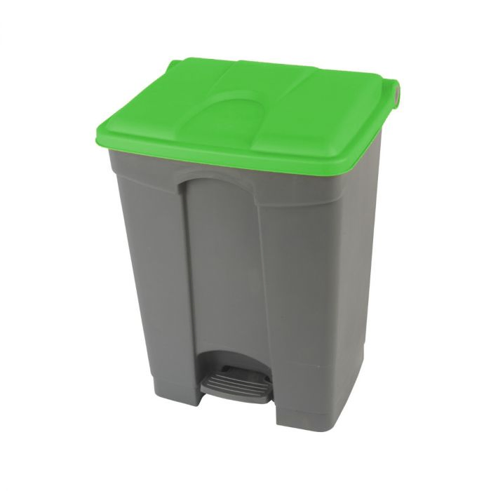 Kunststof afvalbak met pedaal 500x410x670 mm, 70 l. grijs/groen