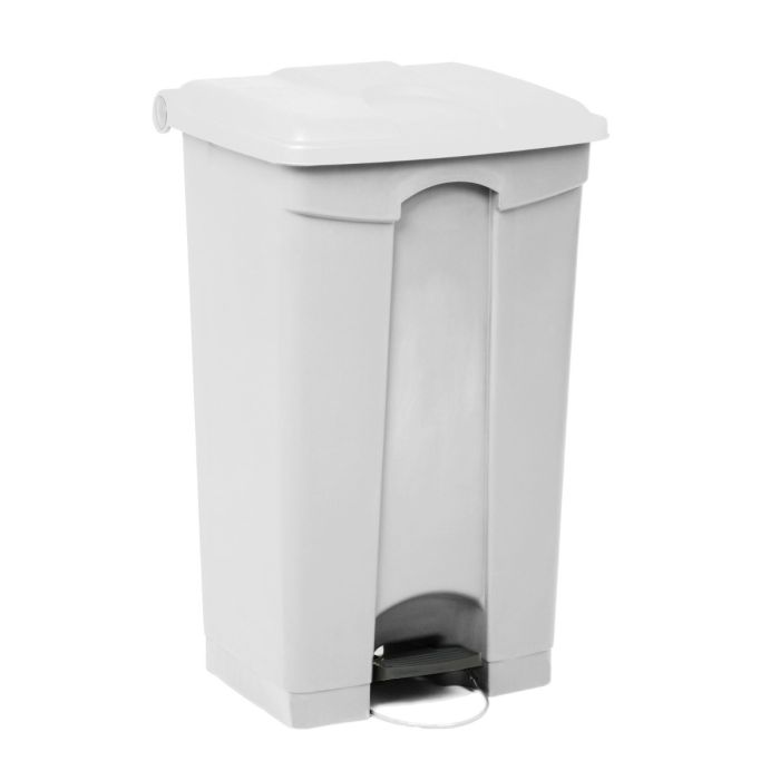 Kunststof afvalbak met pedaal 500x410x820 mm, 90 liter, wit
