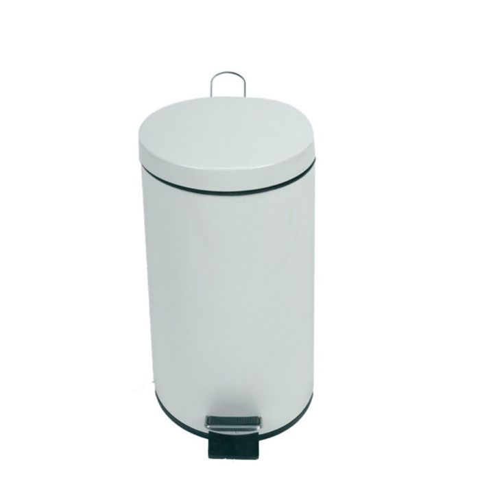 Stainless steel pedal waste bin 20 l. ø292x445 mm, white