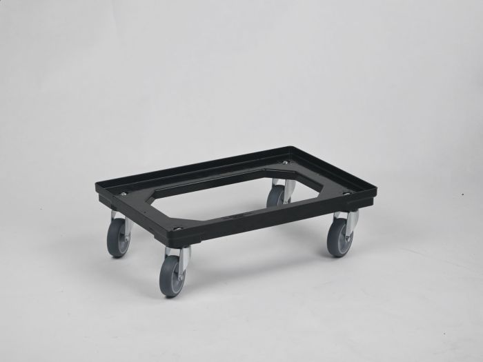 Trolley 600x400x160 mm with open deck, black