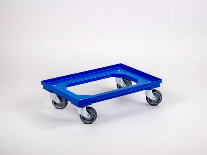 Trolley 600x400x160 mm with open deck, blue