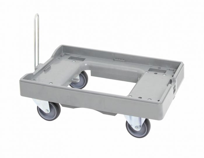 Towing bar dolly with open deck, 600x400 mm, grey
