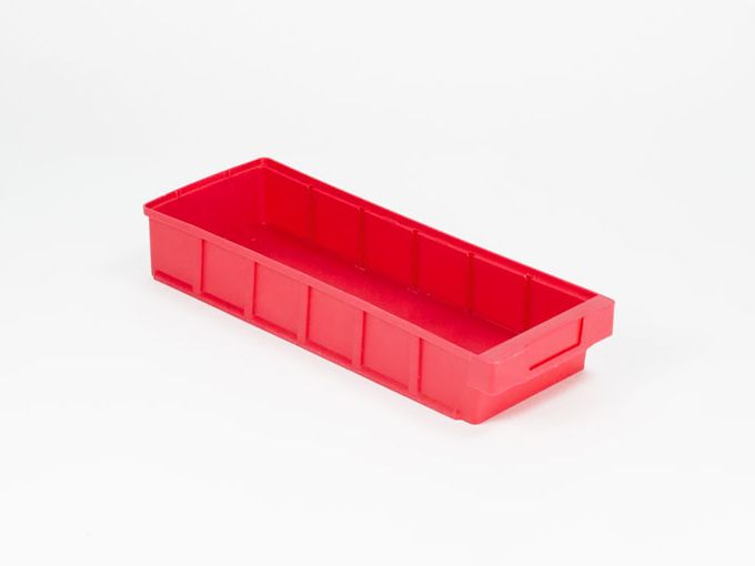 Kunststof magazijnbak 500x186x83 mm geschikt voor 5 schotten, rood