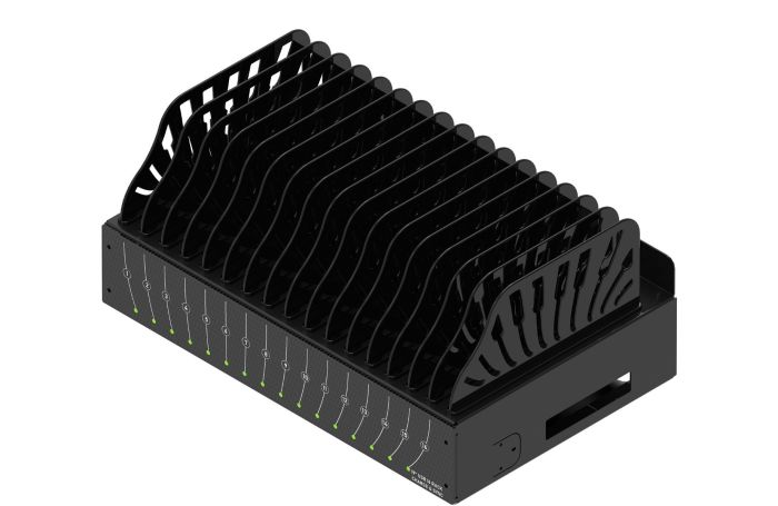 Rackmount– 16-poorts USB-C hub voor opladen en synchroniseren